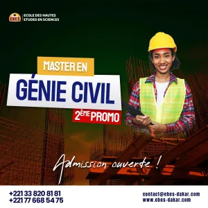 Publicit&eacute; pour un master en g&eacute;nie civil, femme en casque de s&eacute;curit&eacute;.