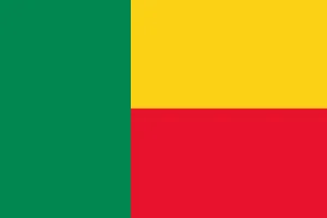 Drapeau du B&eacute;nin avec bandes verte, jaune et rouge.