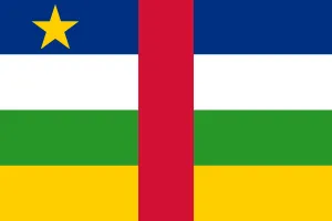 Drapeau de la Centrafrique avec une &eacute;toile jaune.