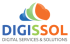 Logo DIGISSOL, texte bleu et orange avec forme de nuage.