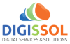 Logo DIGISSOL, texte bleu et orange avec forme de nuage.