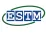 Logo ESTM, lettres bleues, ovale vert.